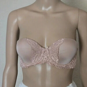 Victoria’s Secret Dream Angel Bra Beige Strapless beige underwired lined 32C